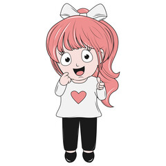 cute little girl cartoon illustration
