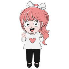 cute little girl cartoon illustration