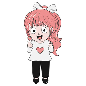 cute little girl cartoon illustration