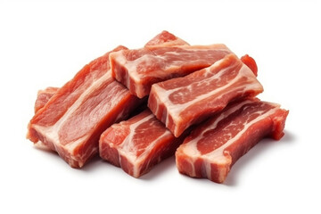 Raw spare ribs isolated on white background.