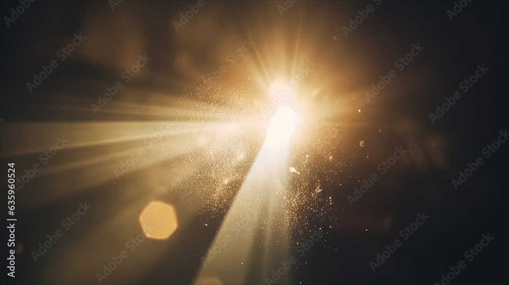 Poster dust rays background. god rays in the textured air.