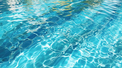Ripples on the blue pool water. Shiny waves of clean pool water.