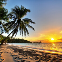 Obraz premium tropical beach at sunset