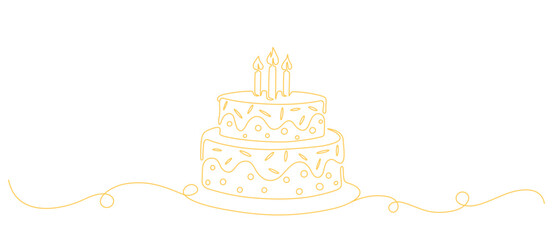 birthday cake golden line art style