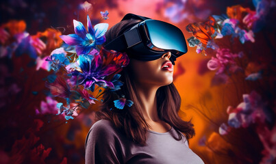 Young Woman Virtual Reality Vr Glasses