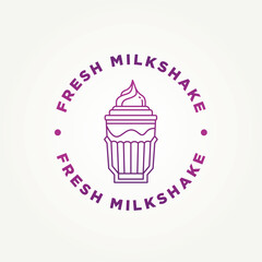 minimalist fresh milkshake icon logo template vector illustration design. simple modern cafes, ice cream parlors, dessert shops logo concept