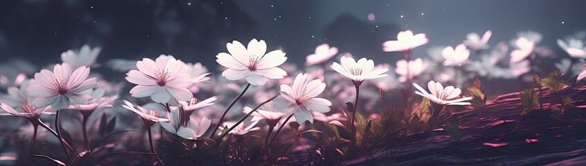 an image of white flowers with two pink blotches Generative AI