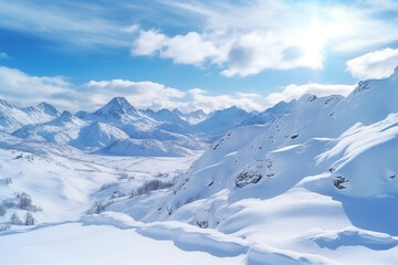 White snowy mountain landscape.