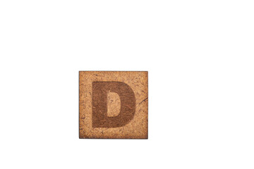 Capital Letter In Square Wooden Tiles - On White Background