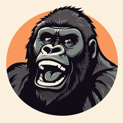 Gorilla in cartoon, doodle style. 2d vector illustration in logo, icon style. 