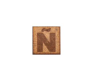 Capital Letter In Square Wooden Tiles - On White Background