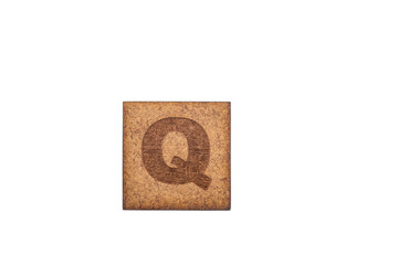 Capital Letter In Square Wooden Tiles - On White Background
