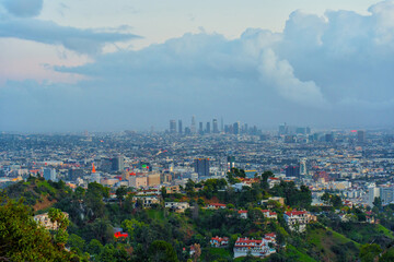 Sunset View of Los Angeles from Runyon Canyon Overlook