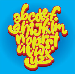 Vector hand drawn typeface in graffiti style.