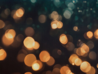 Obraz premium Christmas background in blurred lights in orange and green colors, arranged in a diagonal pattern.