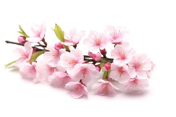 Cherry blossoms isolated on white background.