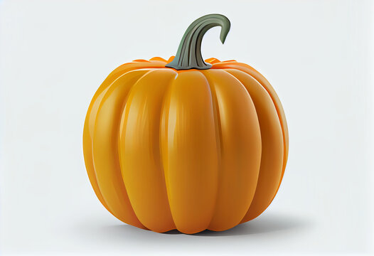 A halloween orange pumpkin isolated on , Solid White background, clipart, halloween jack o lantern, Ai generated image 