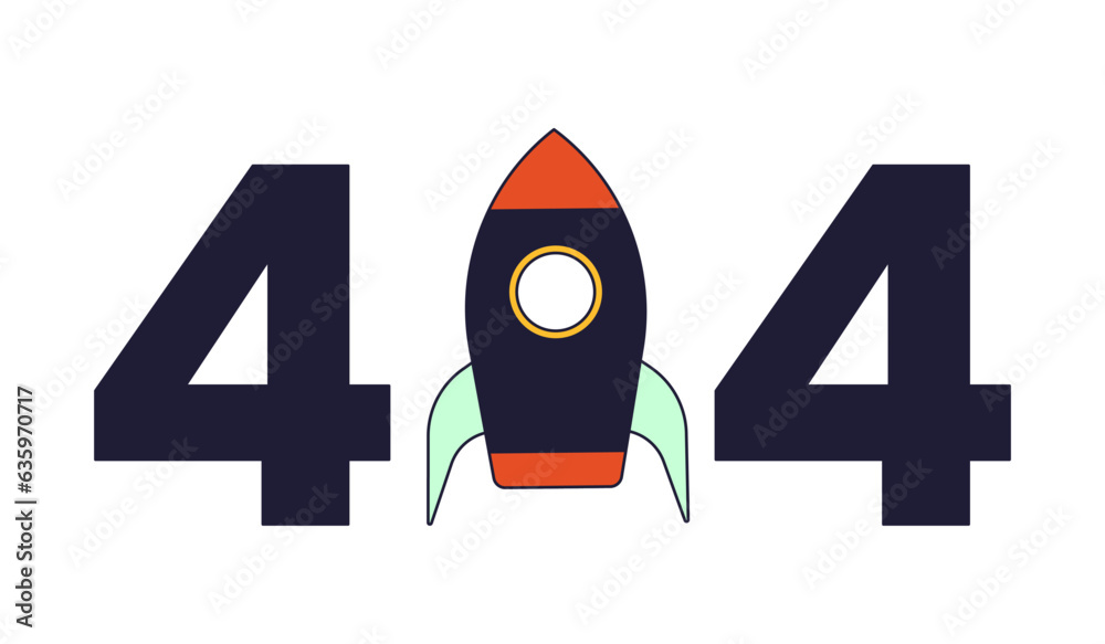 Poster rocket error 404 flash message. space exploration spaceship. empty state ui design. page not found p