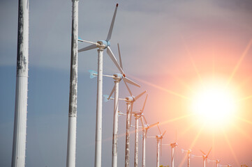 Fototapeta premium wind turbines, clean energy natural energy