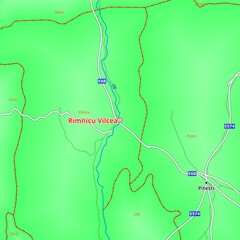 Illustrated Map of Rimnicu Vilcea City in Romania