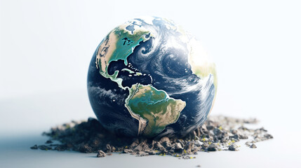 Earth on White Background.