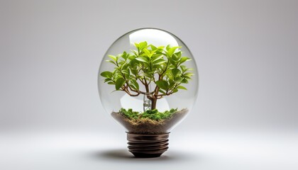 light bulb with plant growing inside that represents green energy environmental friendly renewable energy or clean circular energy concept. sustainable energy sources.