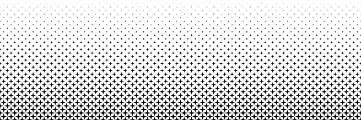 horizontal black halftone of four v-shaped projection design for pattern and background.