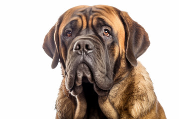 Portrait of Mastiff dog on white background. - obrazy, fototapety, plakaty