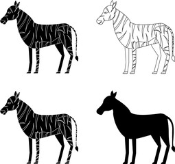 set of zebra vector