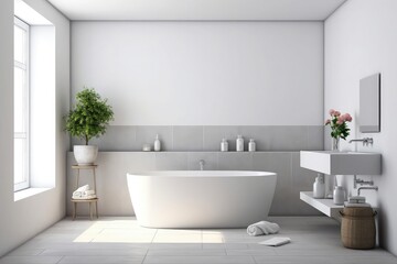 Naklejka na ściany i meble Stylish bathroom interior design with a jacuzzi tub