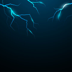 Lightning bolt vector style on blue gradient background