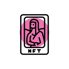 Nft art color line icon. Digital crypto art.