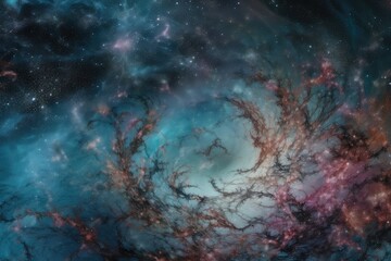 Fototapeta na wymiar Stunning universe: galaxies, auroras and twinkling stars in cosmic harmony., generative IA