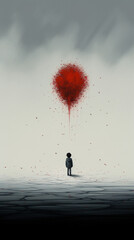 silhouette of a kid with abstract think