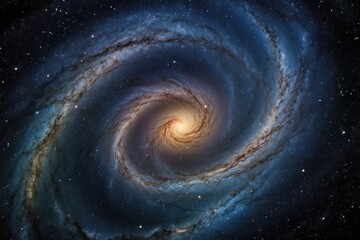 Spiral galaxy, black hole, planets and supernova in a shimmering cosmos., generative IA