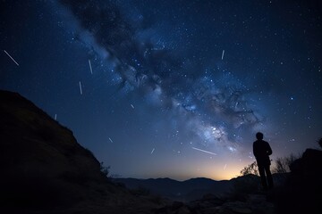 Obraz na płótnie Canvas Star hunter and faithful hounds, constellations adorn the night sky., generative IA