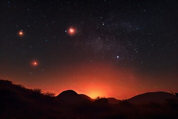 Fototapeta na wymiar Constellations glow in cosmic darkness, tracing celestial myths., generative IA
