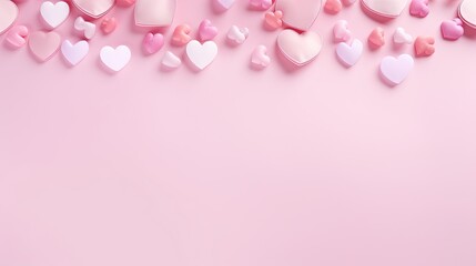  a pink background with many hearts on the side of it.  generative ai