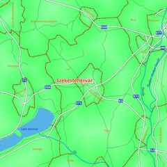 Illustrated Map of Székesfehérvár City in Hungary