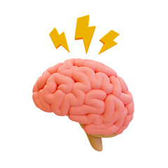 3d minimal problem-solving concept. innovative sign. learning symbol. lightbulb with lightning icon. 3d illustration.