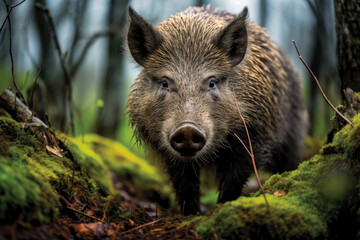 wild boar in the wild, wildlife photography