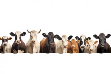 Foto op Plexiglas Wildlife cows animals banner panorama long - Collection of funny cute crazy laughing cow © DarkKnight
