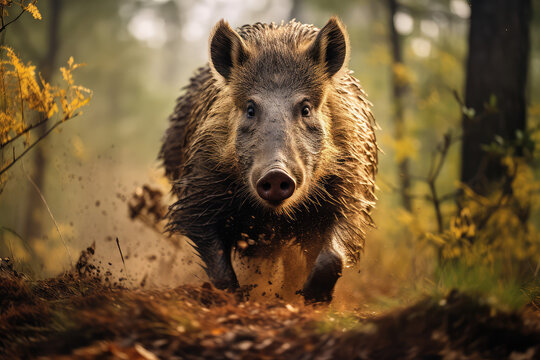 wild boar in the wild, wildlife photography