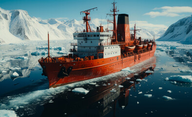 A large boat floating on top of a body of water. A majestic boat gracefully gliding across serene waters