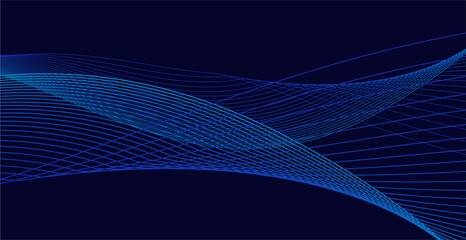 Flowing dark blue curve shape with soft gradient vector abstract background, relaxing and tranquil art, can illustrate health medical or sound of music.