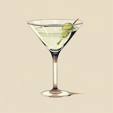 martini cocktail glass with olive clip art preview