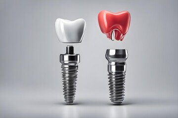 Parts of dental implant and dent.