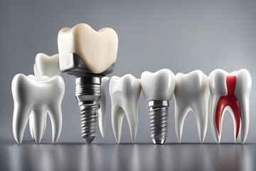 Parts of dental implant and dent.