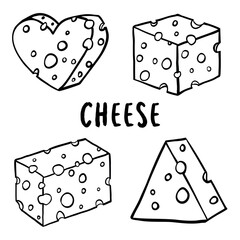 Cheese set on a white background. Pattern cheese. Vector illustration.
