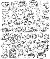 Cheese set on a white background. Pattern cheese. Vector illustration.